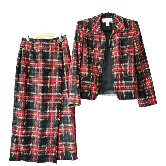 Jones New York Jackets & Blazers - Jones New York Skirt Suit‎ Set Womens 6/8 Tartan Plaid Blazer Jacket Maxi Skirt